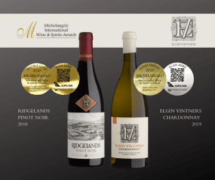 The award winning image of two bottle for the Ridgelands Sauvignon Blanc 2023